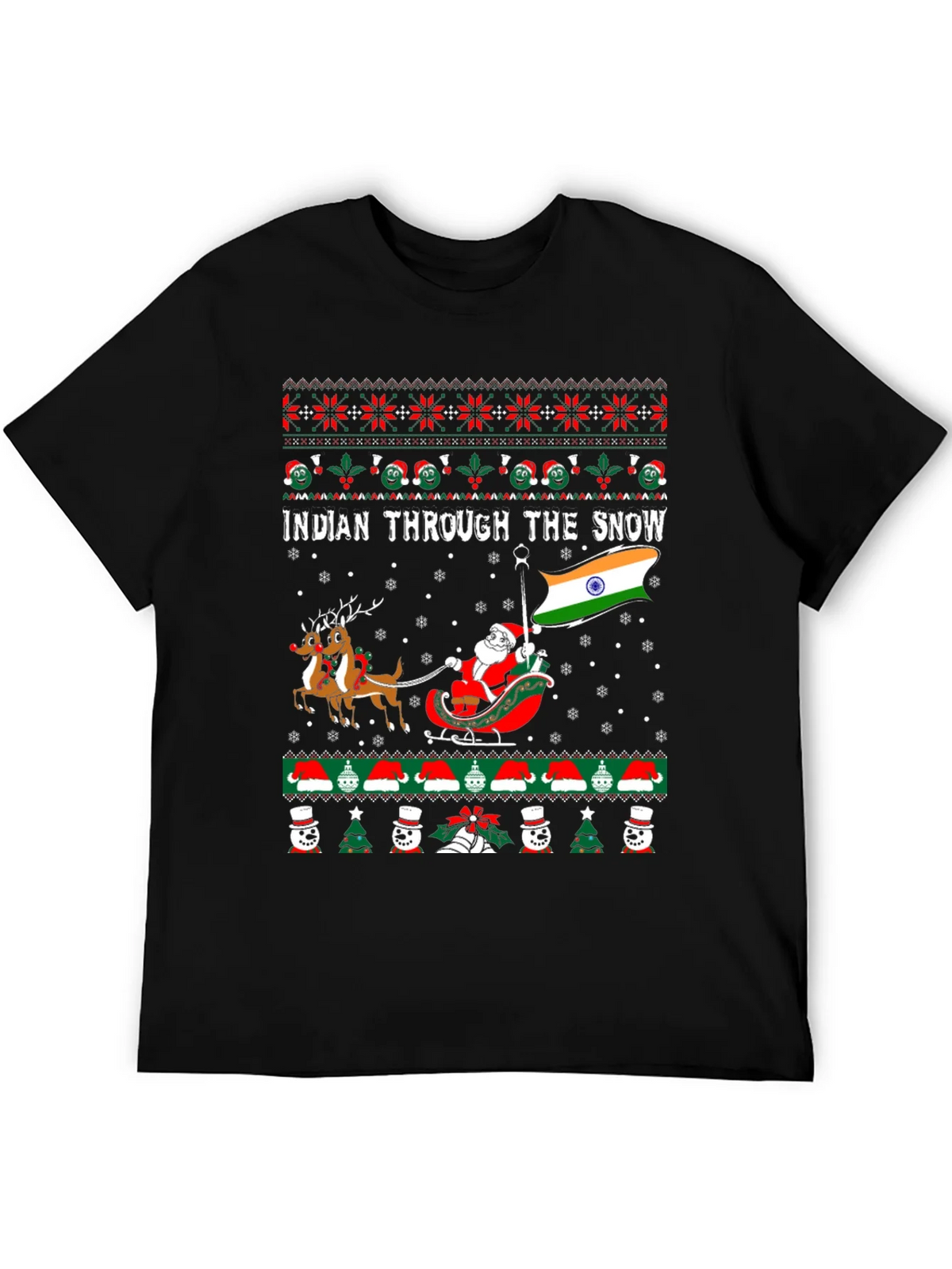 Indian Through The Snow Christmas T-Shirt product image 5
