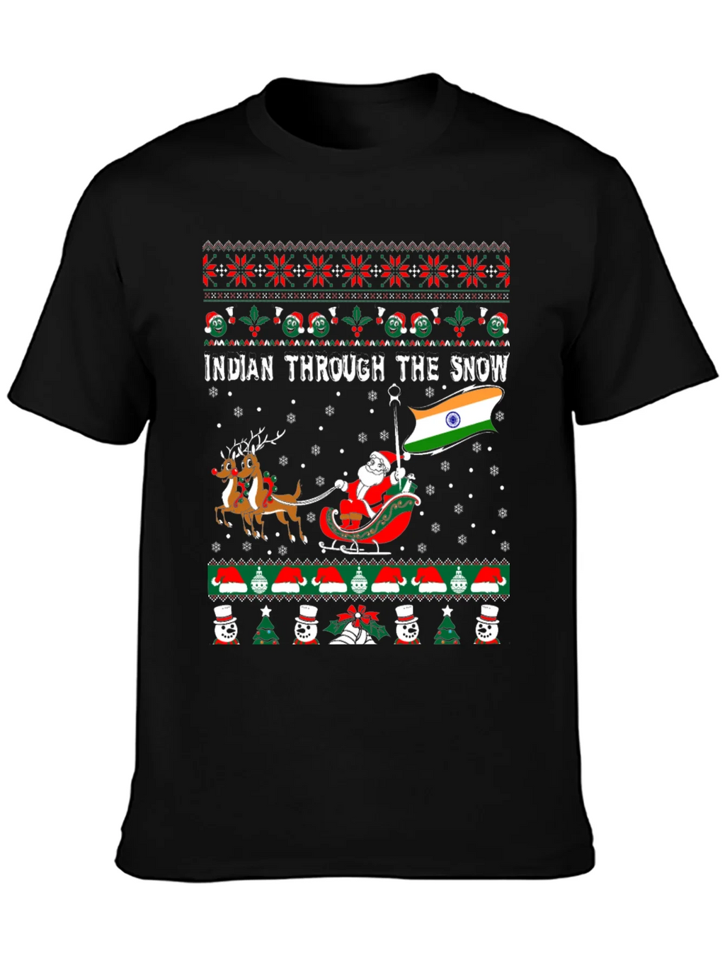 Indian Through The Snow Christmas T-Shirt product image 3