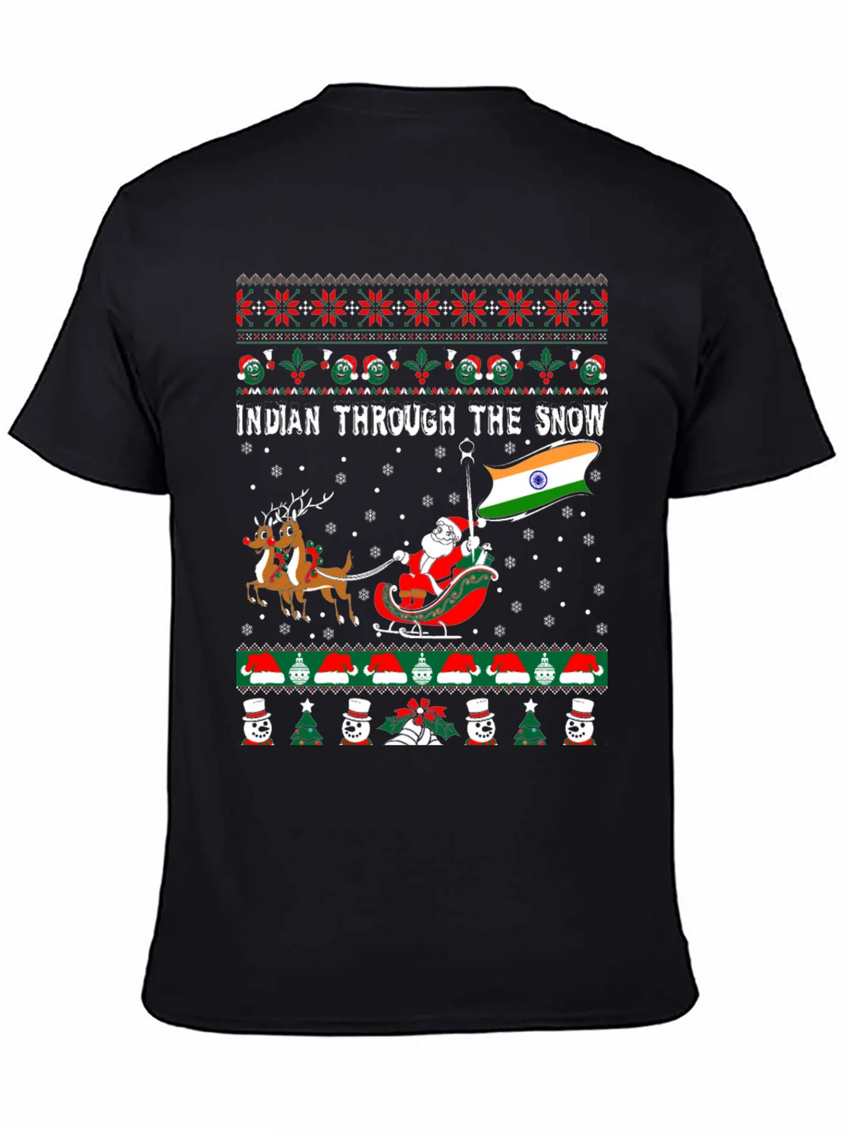 Indian Through The Snow Christmas T-Shirt product image 4