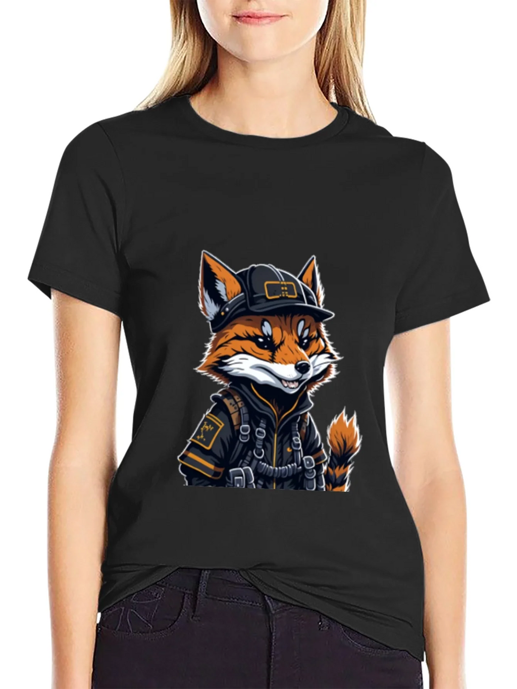 Cool Fox Graphic Tee - Black Cotton Comfort product image 2