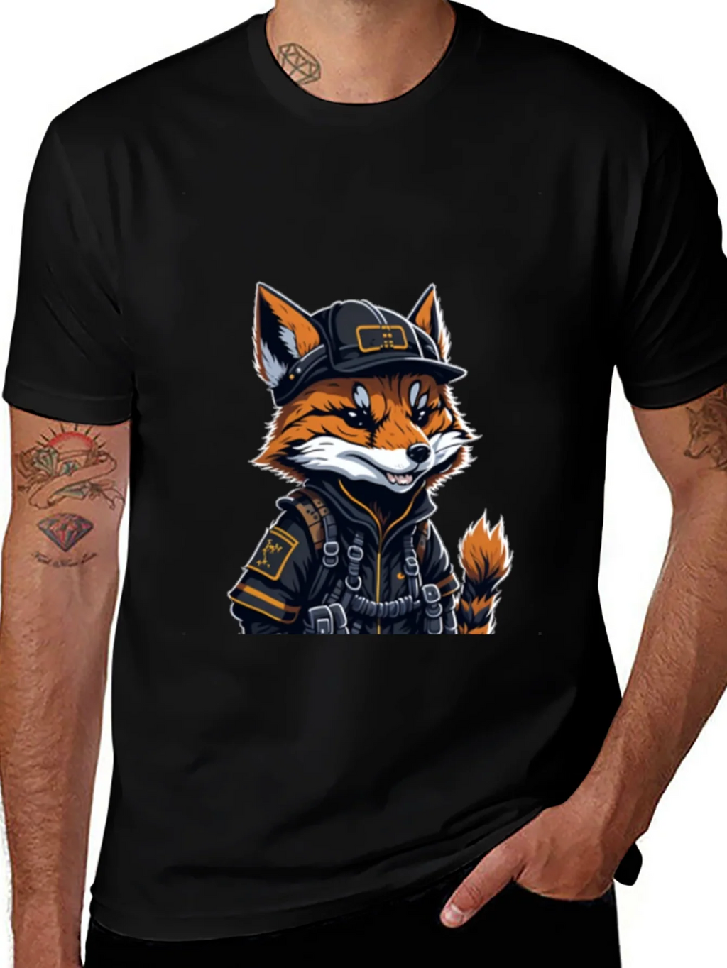 Cool Fox Graphic Tee - Black Cotton Comfort product image 1
