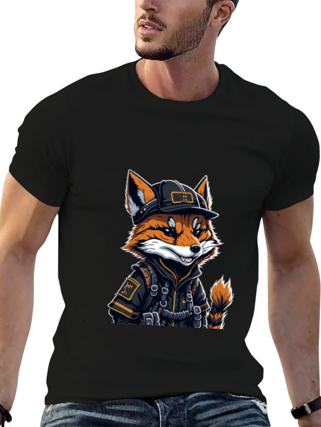 Cool Fox Graphic Tee - Black Cotton Comfort product image 5