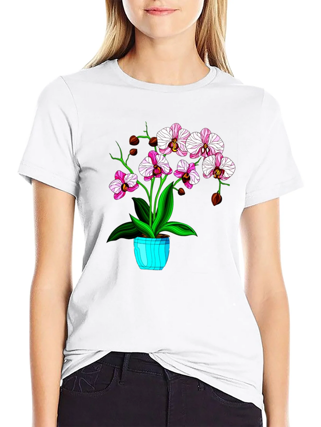 Floral T-Shirt with Orchid Plant Graphic product image 6