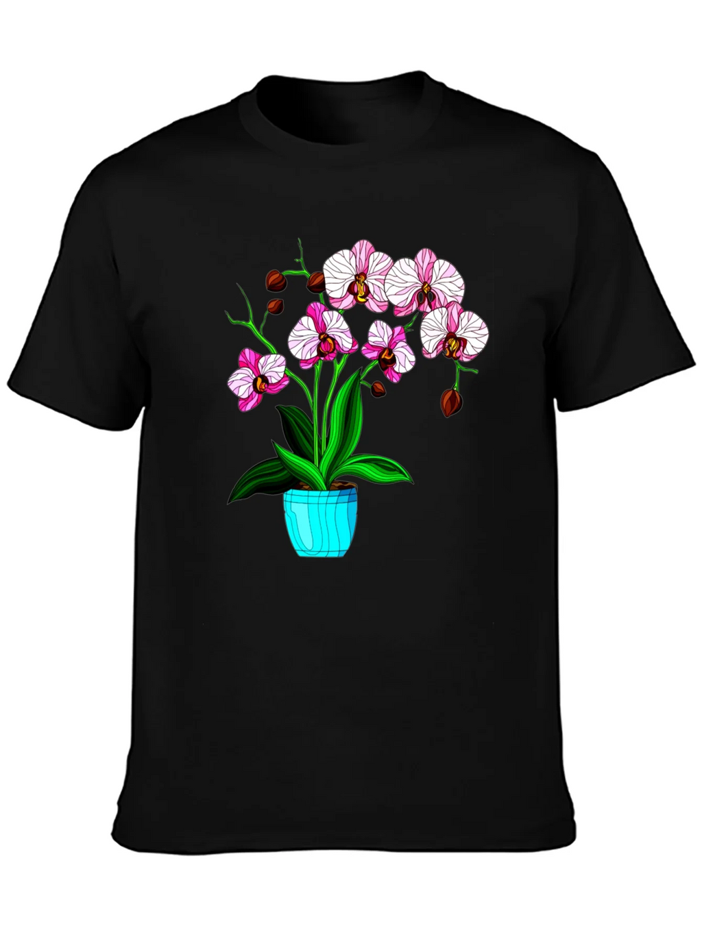 Floral T-Shirt with Orchid Plant Graphic product image 2