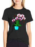 Floral T-Shirt with Orchid Plant Graphic product image 1