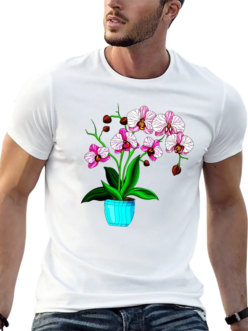 Floral T-Shirt with Orchid Plant Graphic product image 9