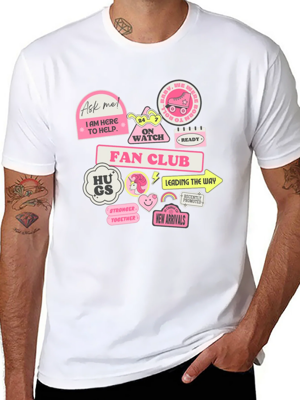 Fun Graphic T-Shirt with Pink Stickers product image 2