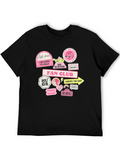 Fun Graphic T-Shirt with Pink Stickers product image 1