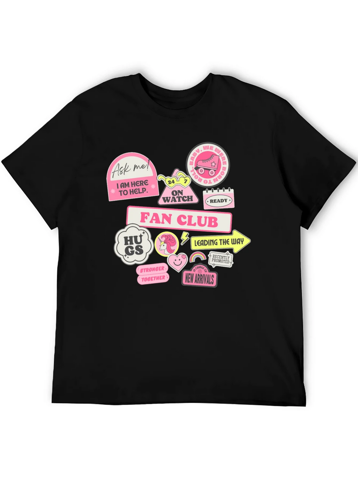 Fun Graphic T-Shirt with Pink Stickers product image 1