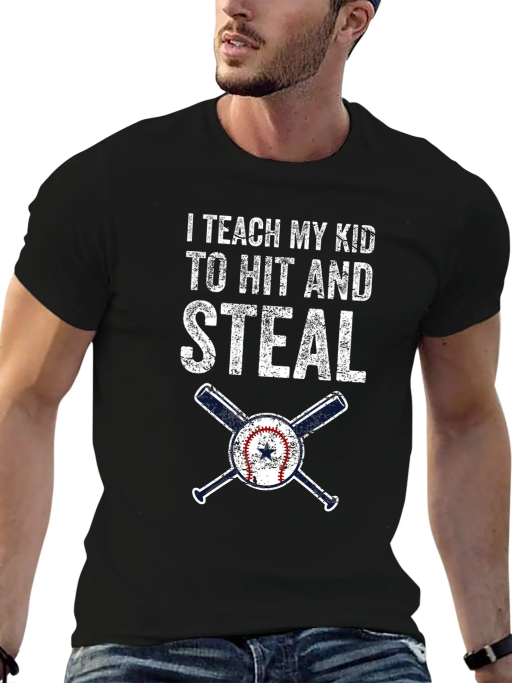 I Teach My Kid To Hit and Steal Baseball T-Shirt product image 6