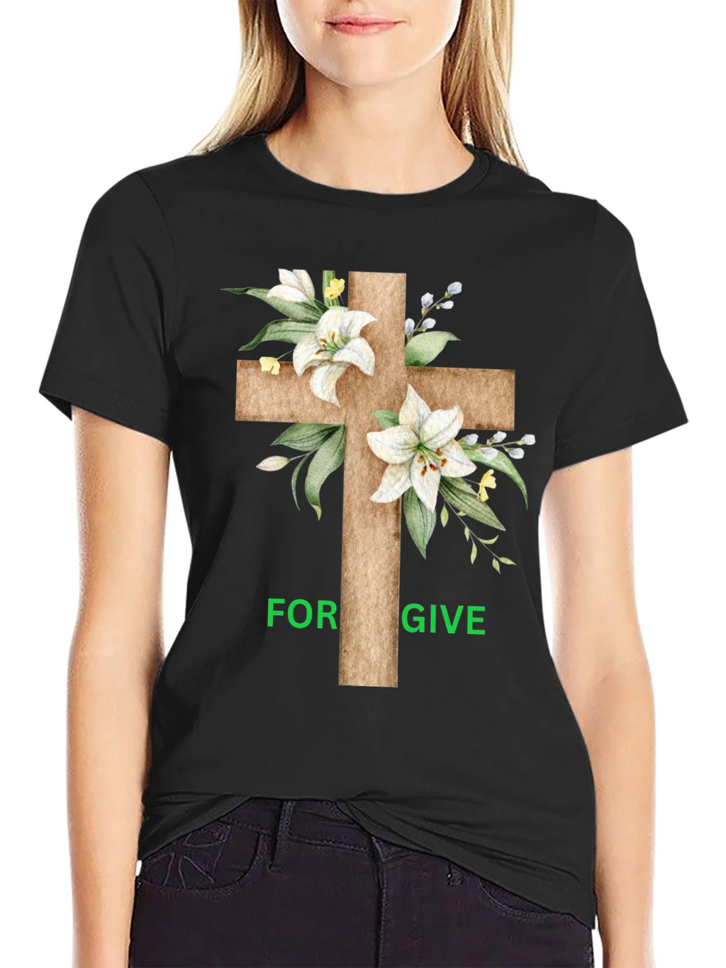 Forgive Floral Cross Graphic T-Shirt product image 2