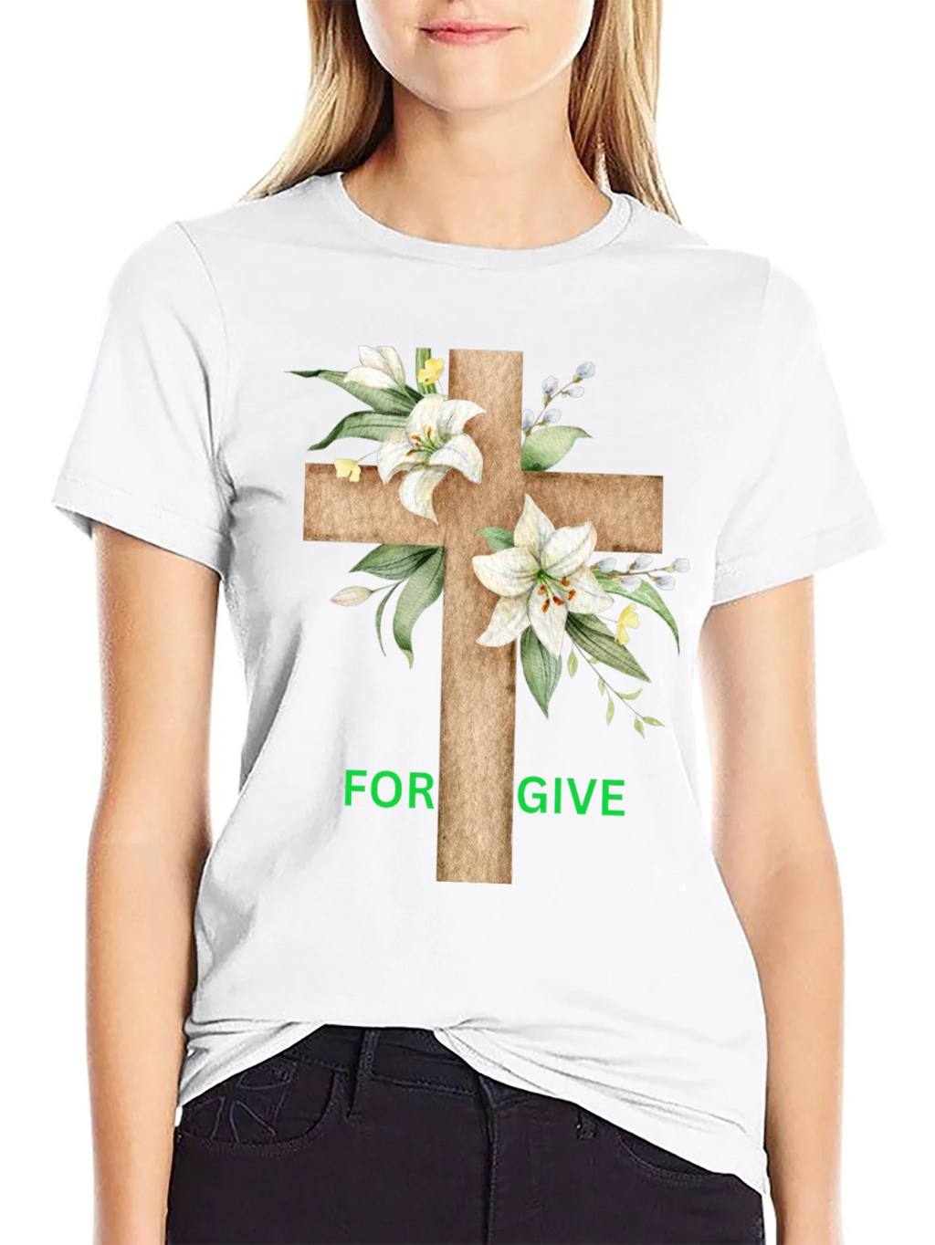 Forgive Floral Cross Graphic T-Shirt product image 8