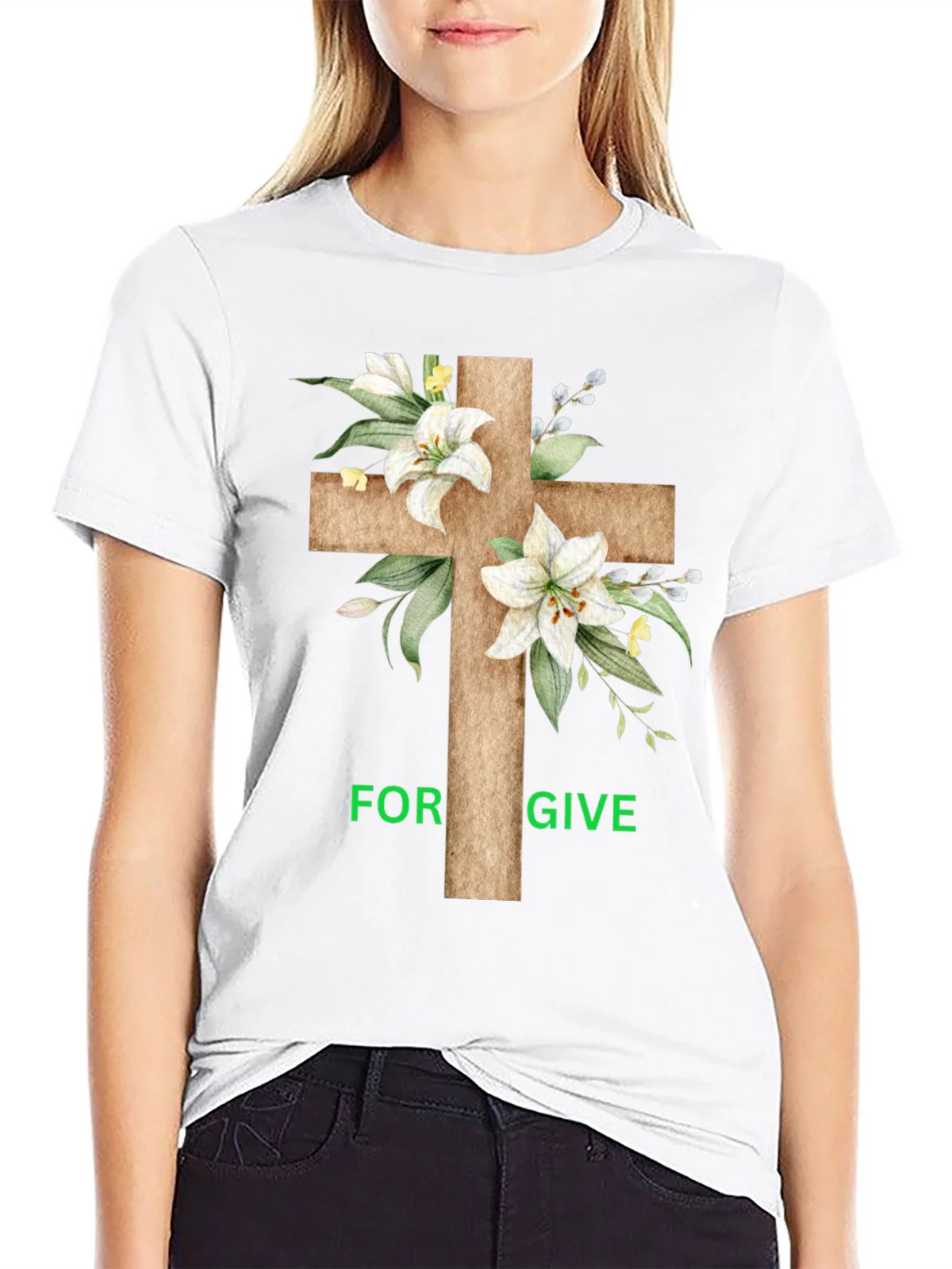 Forgive Floral Cross Graphic T-Shirt product image 8