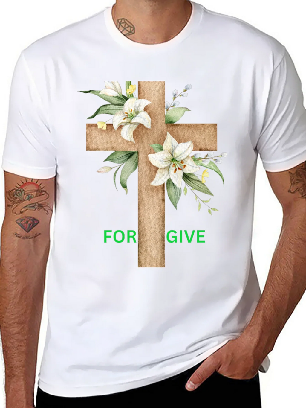 Forgive Floral Cross Graphic T-Shirt product image 7