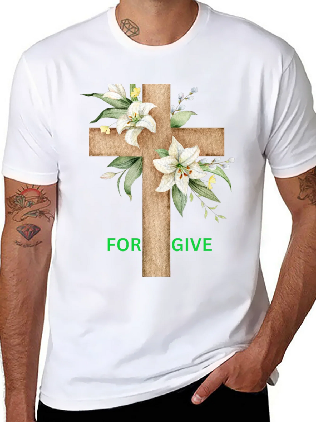 Forgive Floral Cross Graphic T-Shirt product image 7