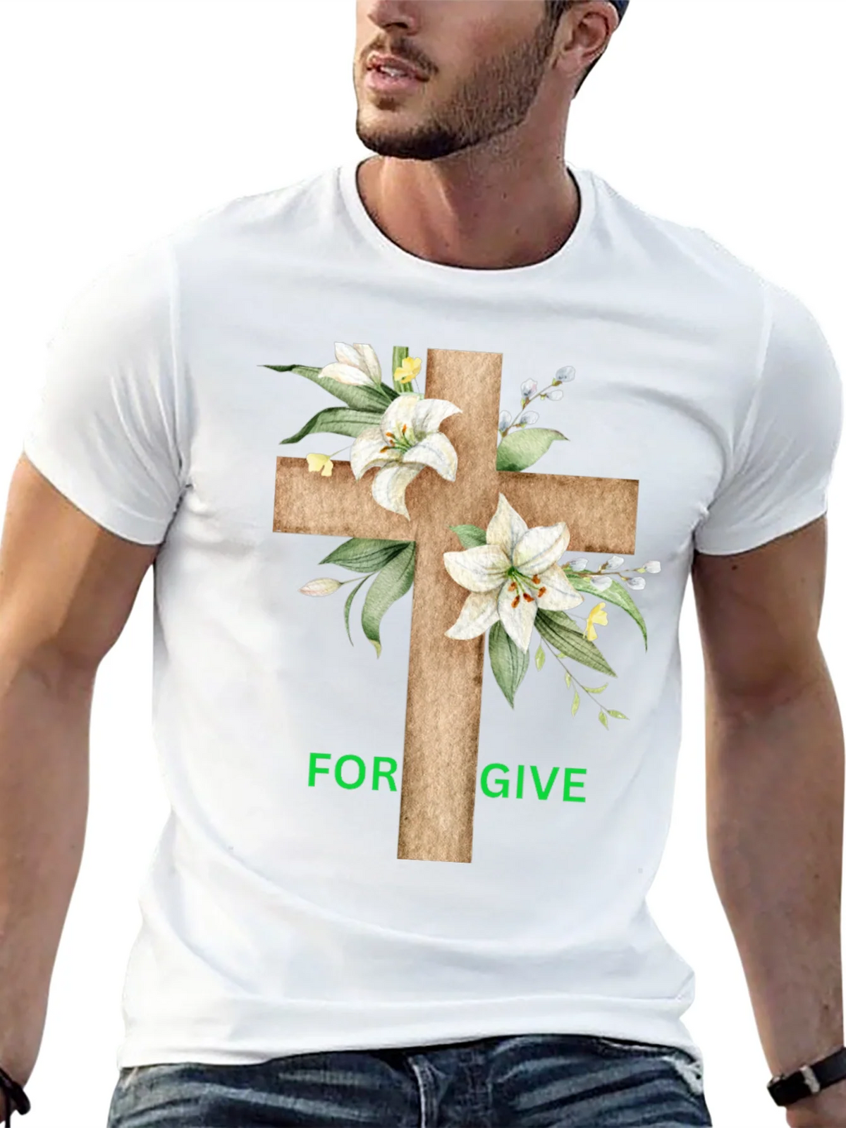 Forgive Floral Cross Graphic T-Shirt product image 12
