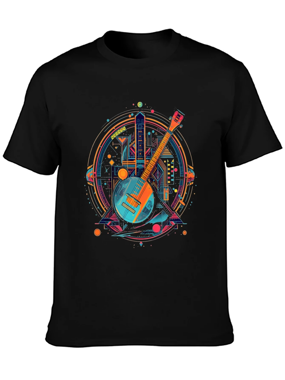 Neon Banjo Graphic T-Shirt - Unique Music Design product image 1