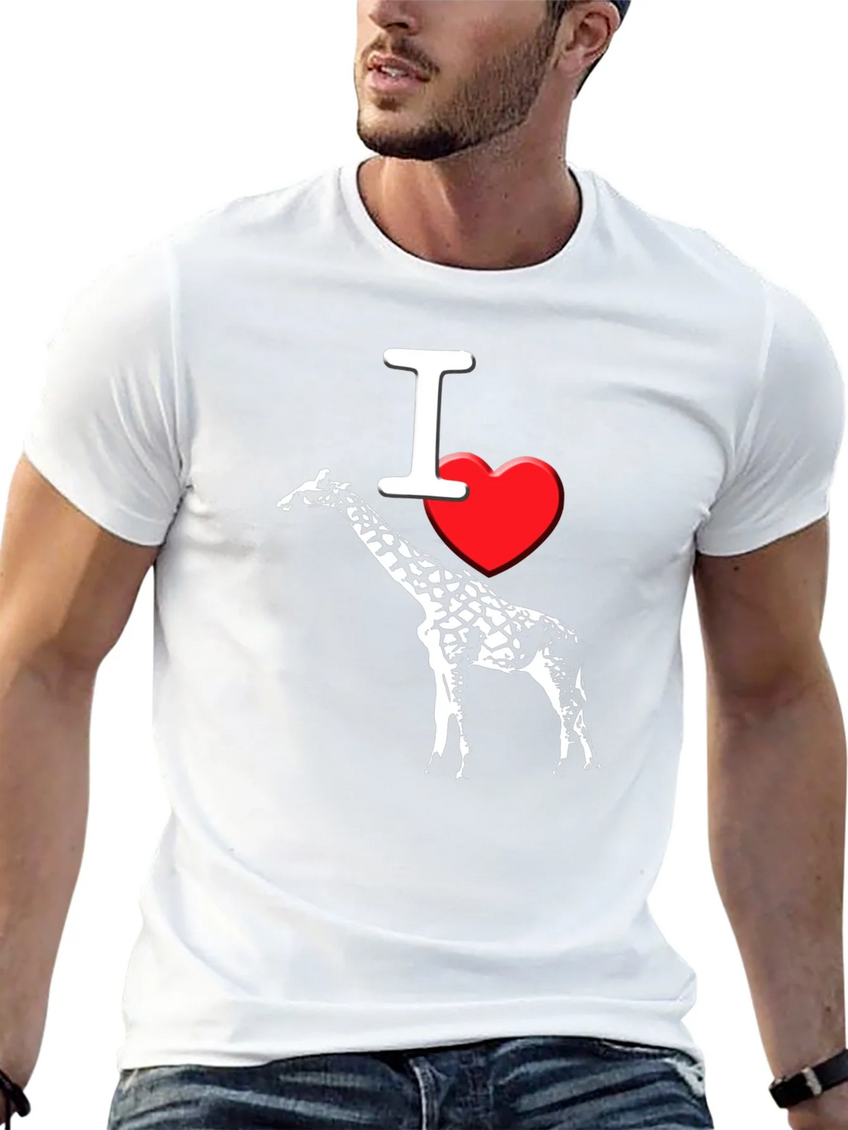 I Heart Giraffe Black T-Shirt Mens product image 12