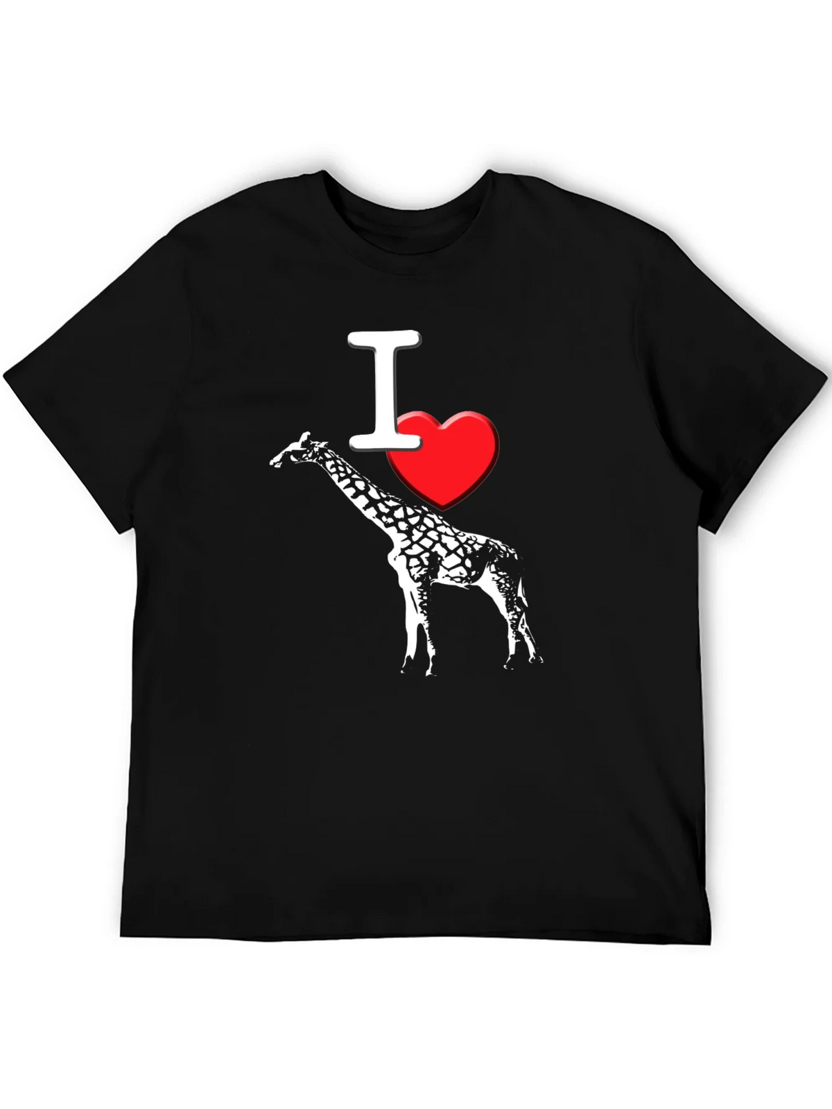 I Heart Giraffe Black T-Shirt Mens product image 5