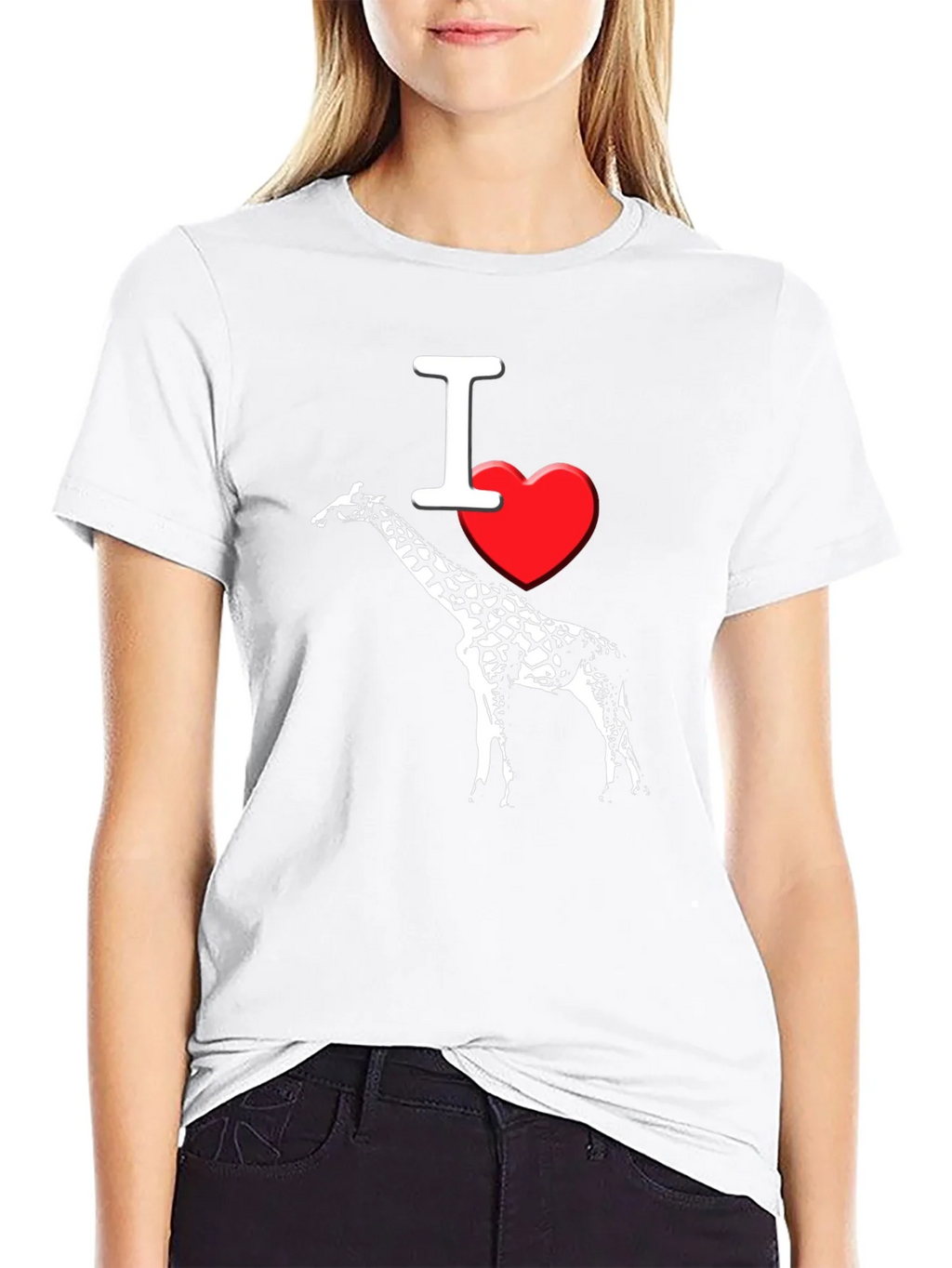 I Heart Giraffe Black T-Shirt Mens product image 8