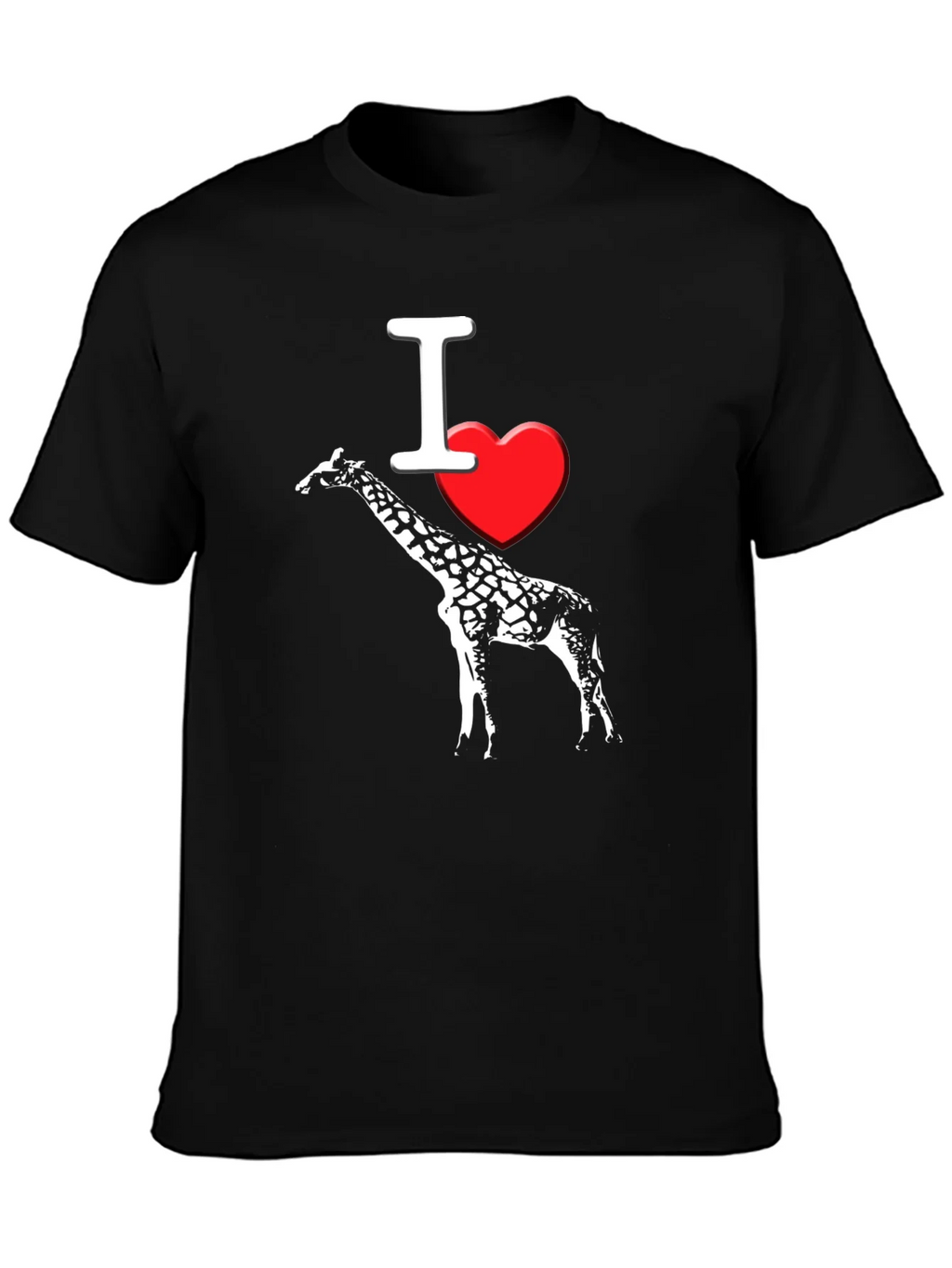 I Heart Giraffe Black T-Shirt Mens product image 3