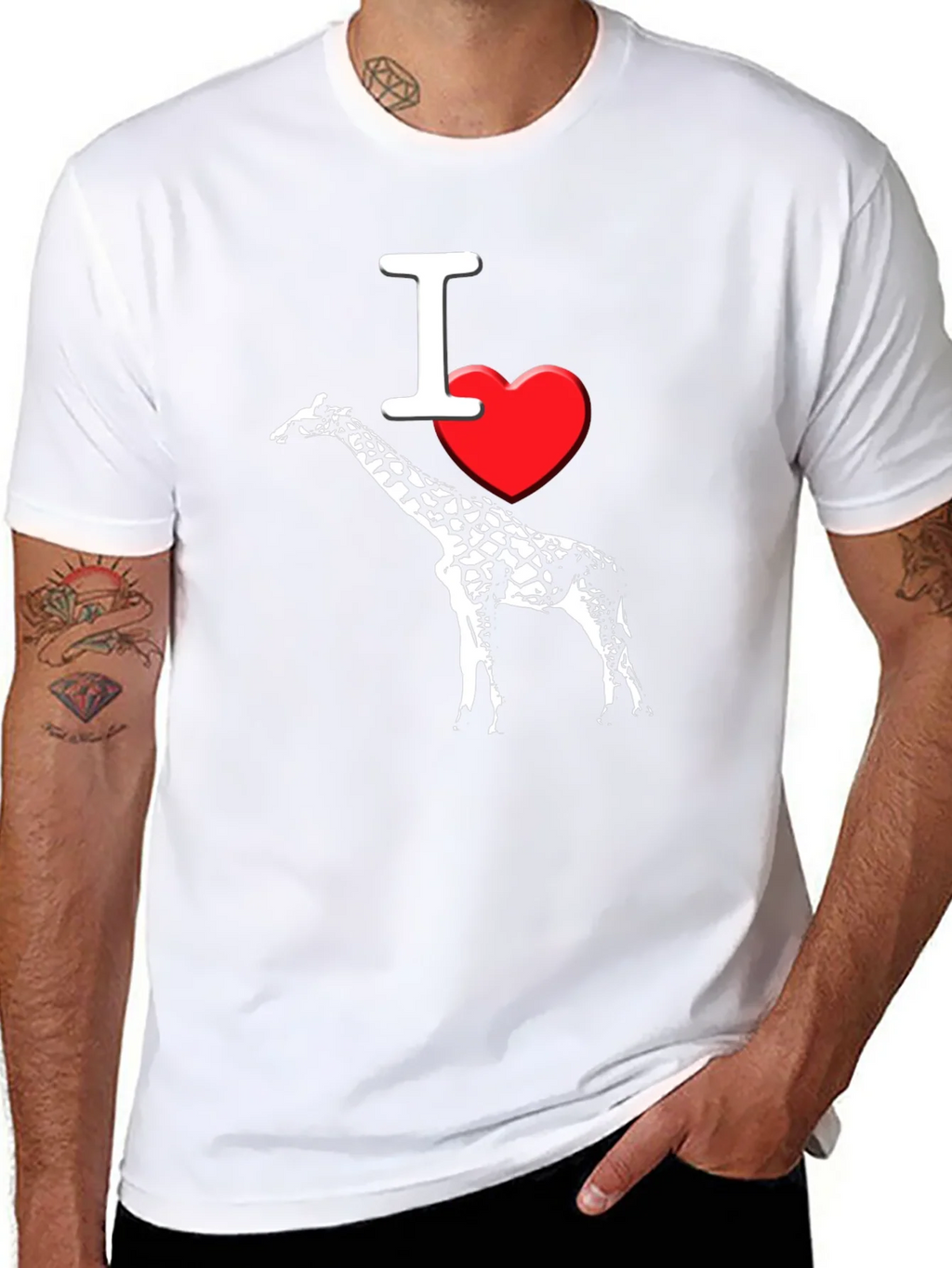 I Heart Giraffe Black T-Shirt Mens product image 7