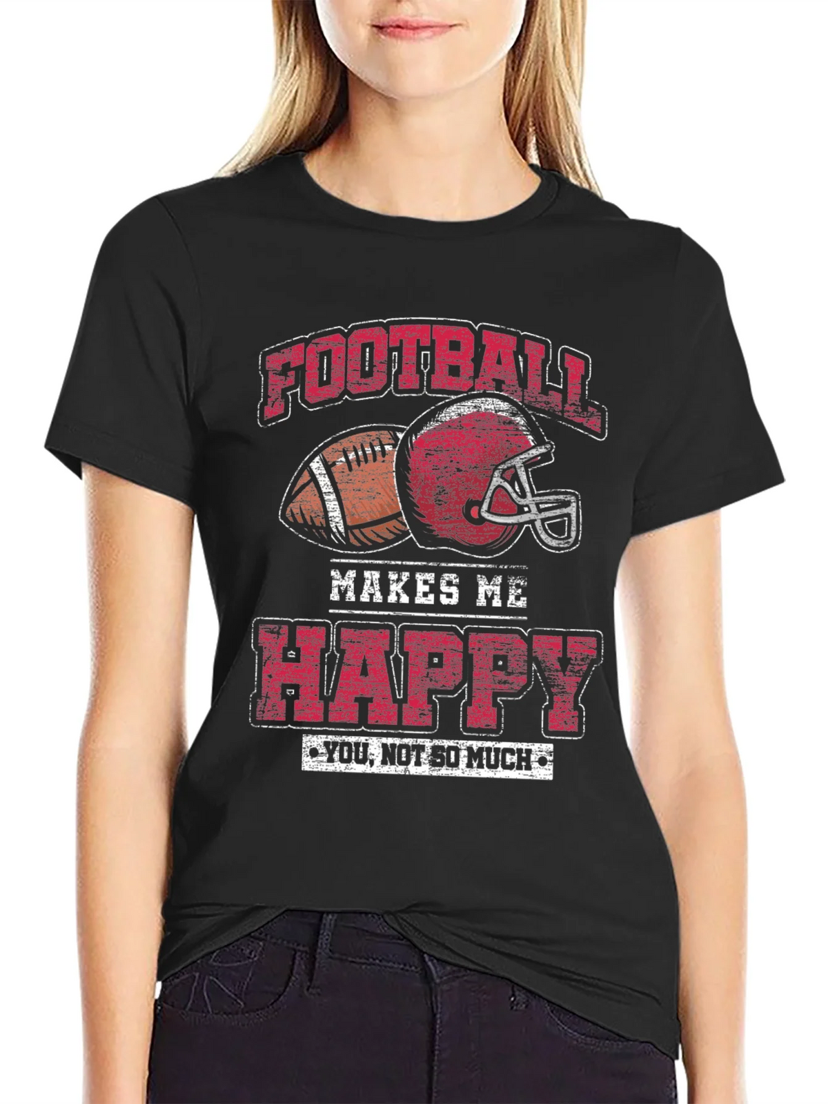 Football Makes Me Happy Graphic T-Shirt product image 2