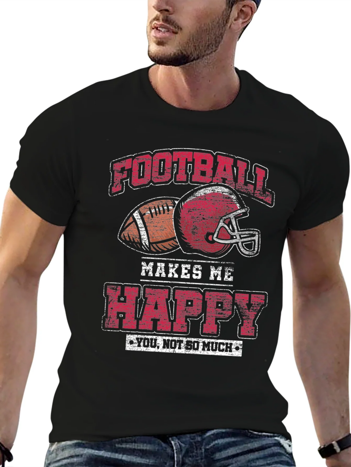 Football Makes Me Happy Graphic T-Shirt product image 3