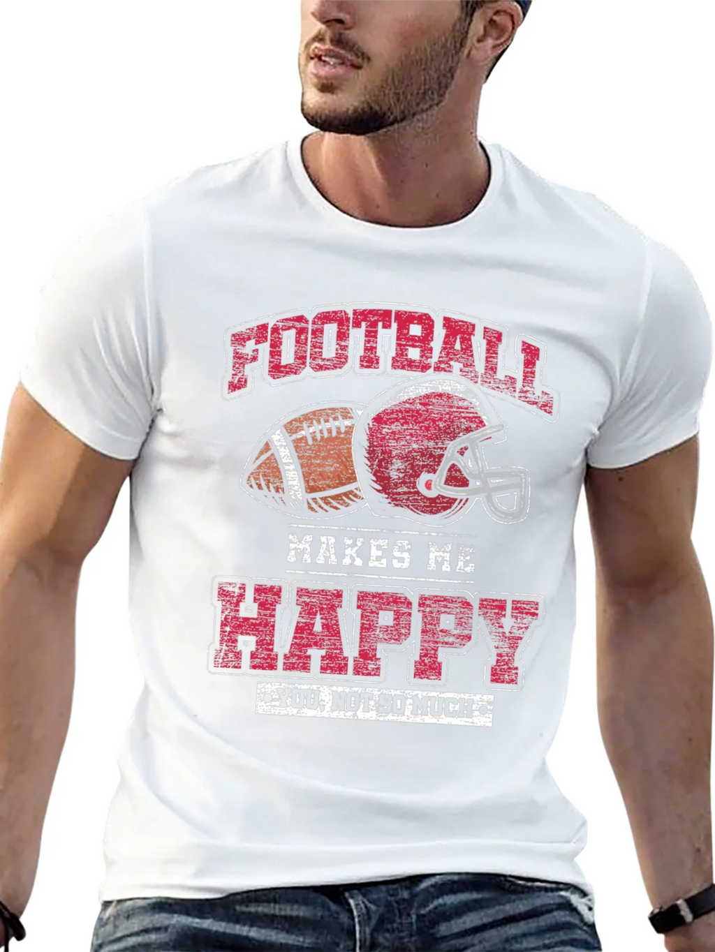 Football Makes Me Happy Graphic T-Shirt product image 7