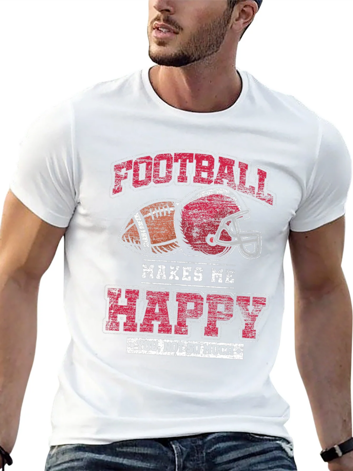 Football Makes Me Happy Graphic T-Shirt product image 7
