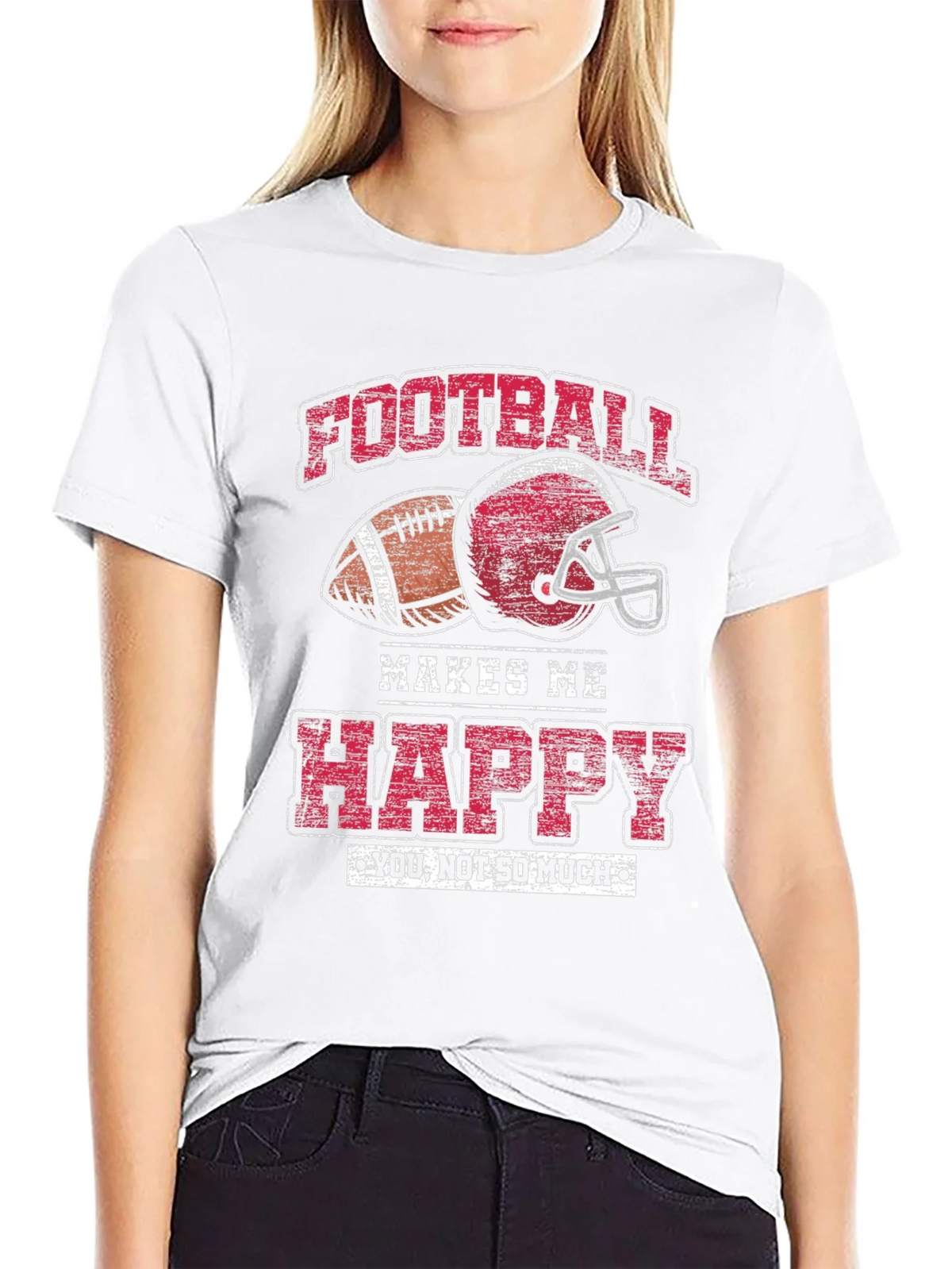 Football Makes Me Happy Graphic T-Shirt product image 5