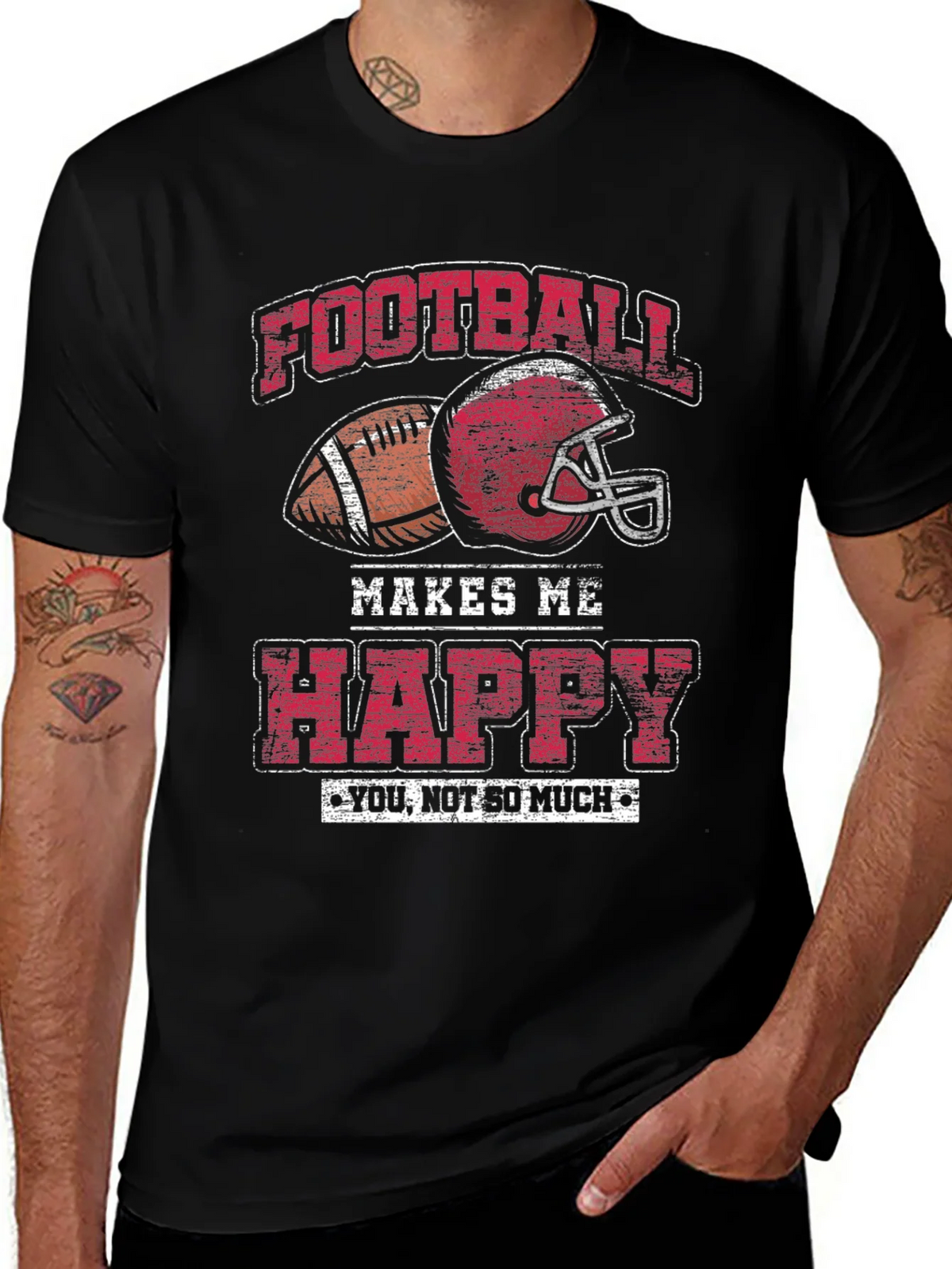 Football Makes Me Happy Graphic T-Shirt product image 1