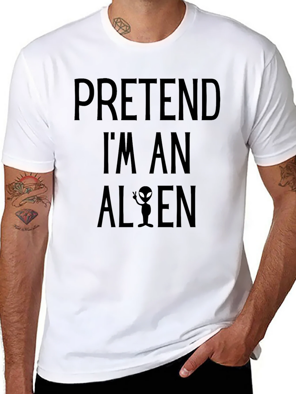 Pretend Im An Alien Black T-Shirt product image 7