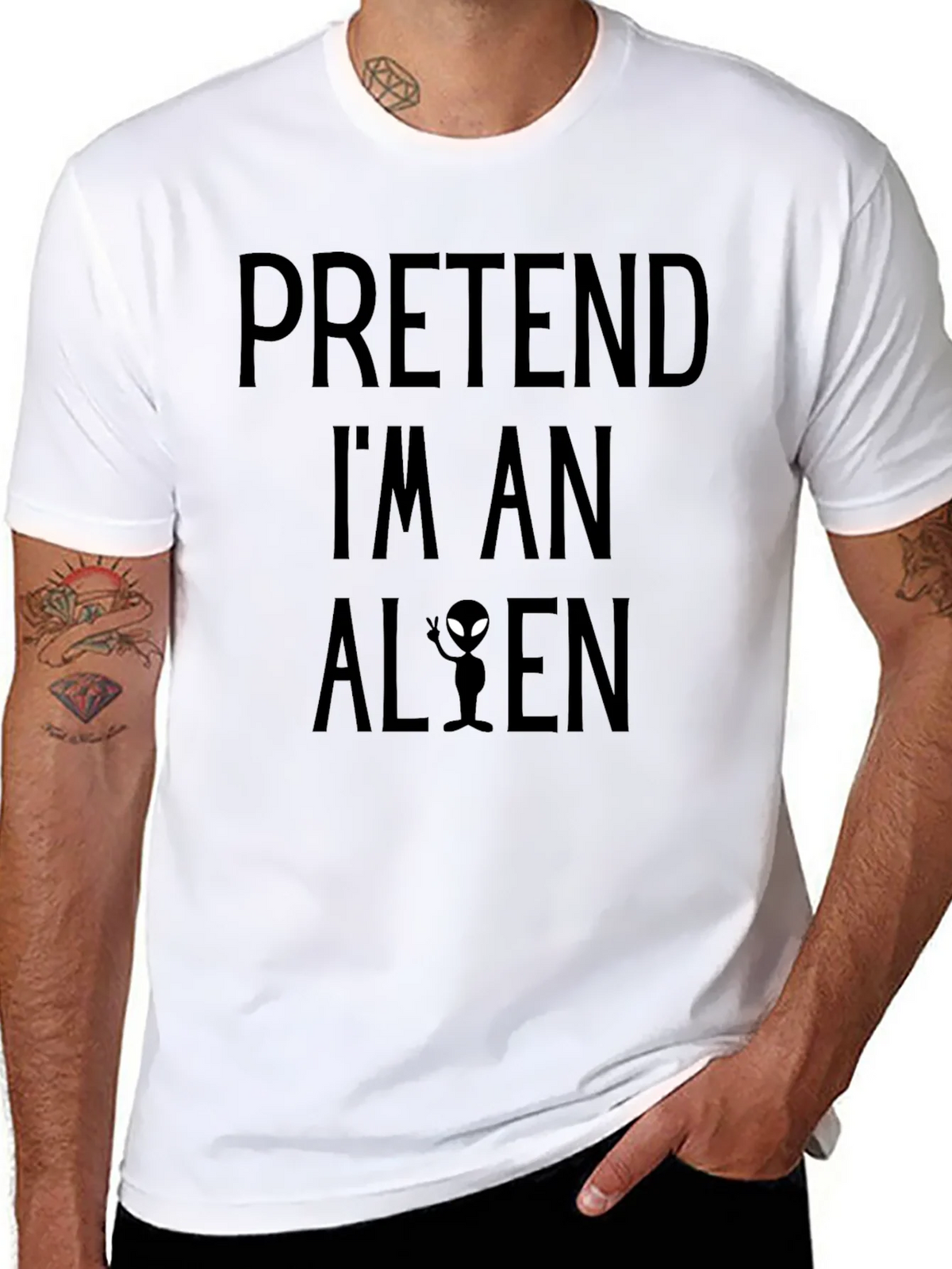 Pretend Im An Alien Black T-Shirt product image 7