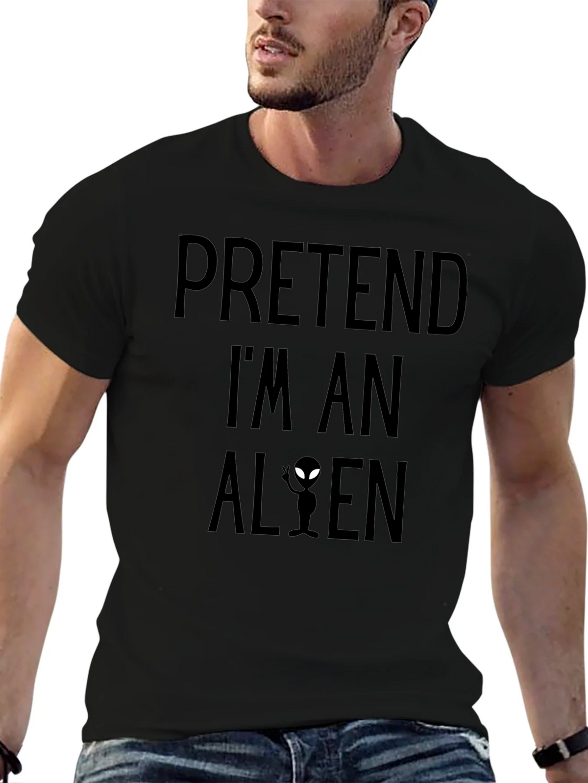 Pretend Im An Alien Black T-Shirt product image 6