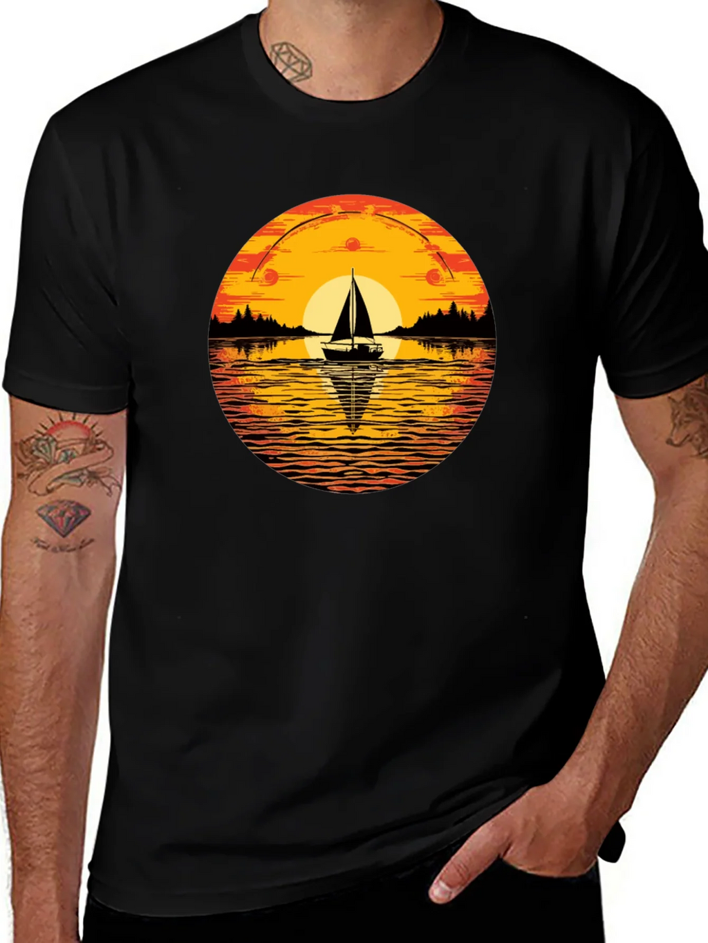 Sunset Sailboat Graphic T-Shirt product image 1