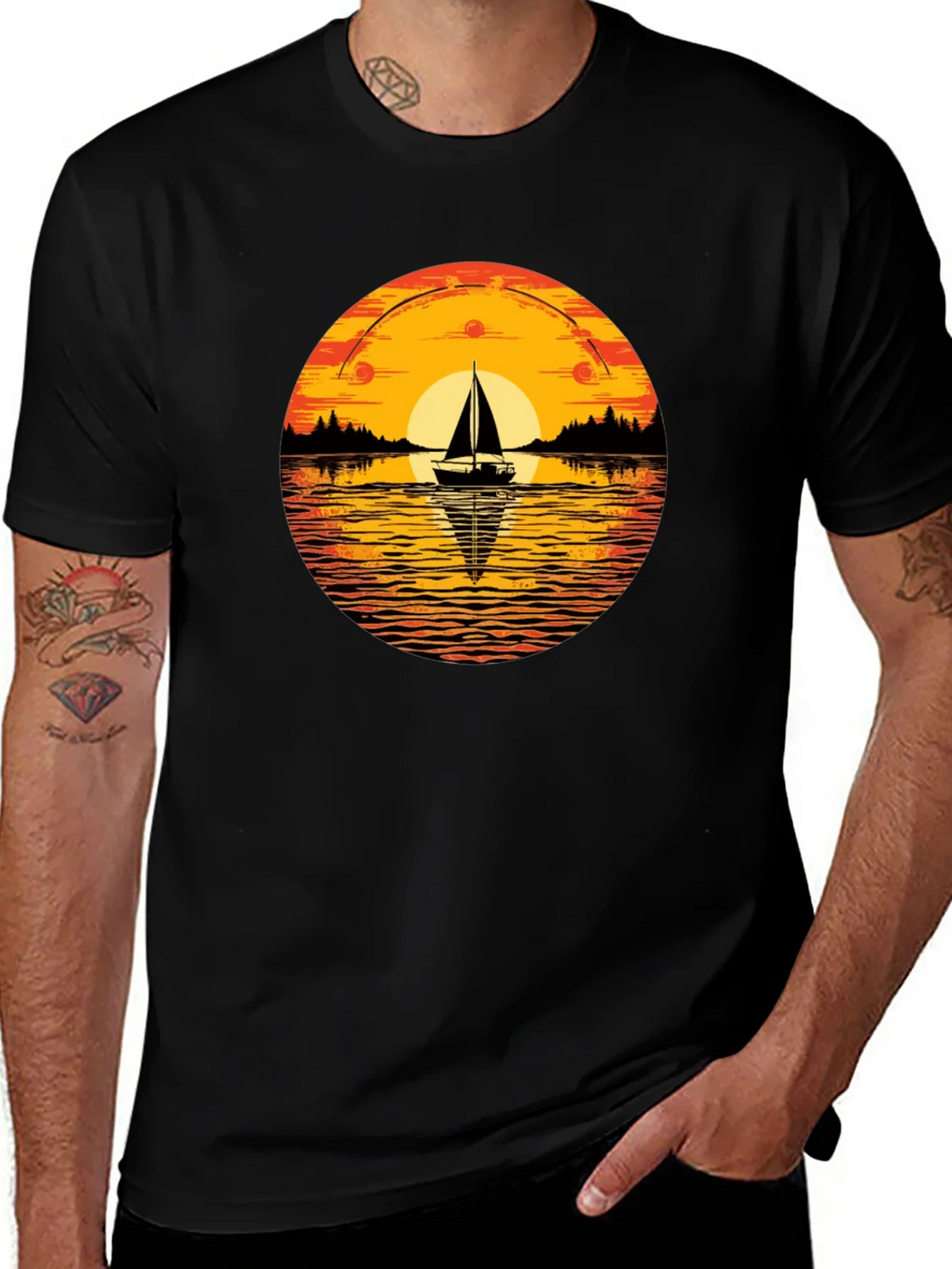 Sunset Sailboat Graphic T-Shirt product image 1