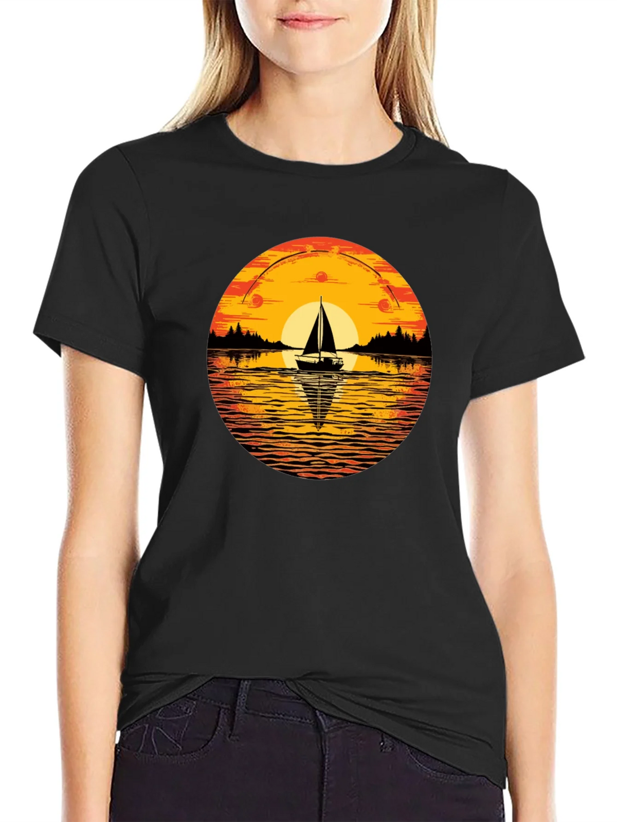 Sunset Sailboat Graphic T-Shirt product image 2