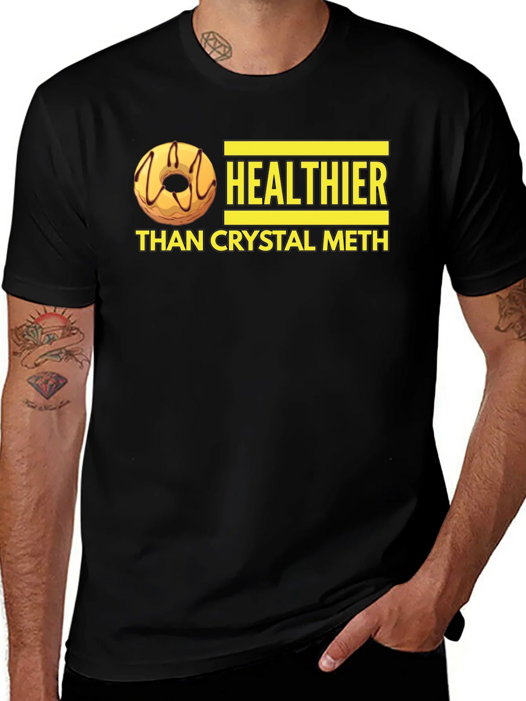 Healthier Than Crystal Meth Funny Donut Graphic T-Shirt product image 1