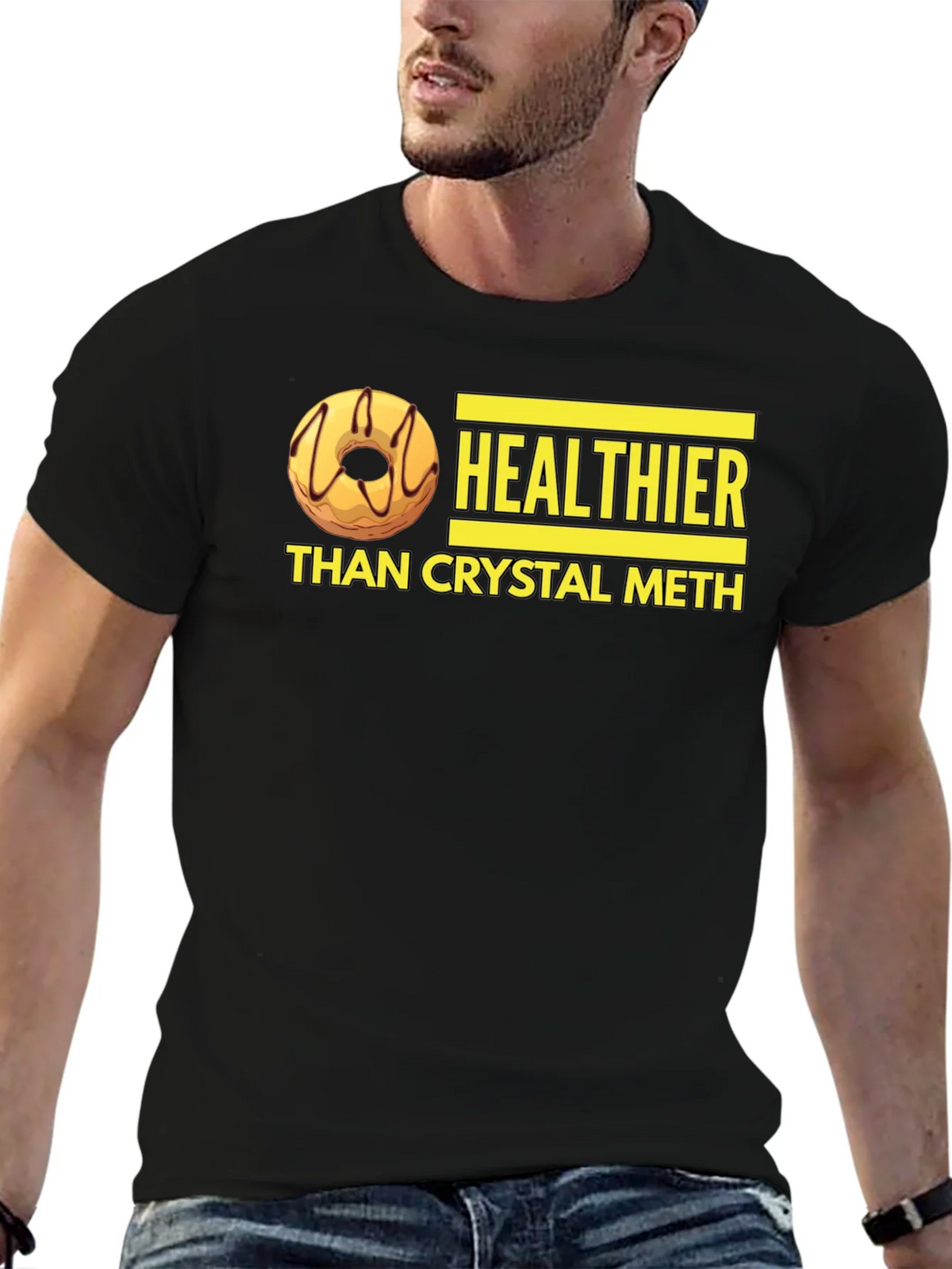 Healthier Than Crystal Meth Funny Donut Graphic T-Shirt product image 6