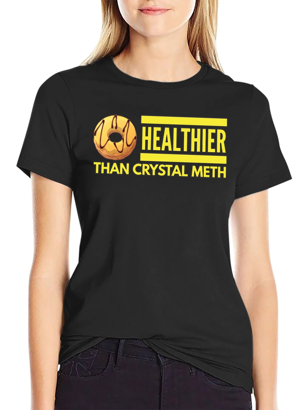 Healthier Than Crystal Meth Funny Donut Graphic T-Shirt product image 2