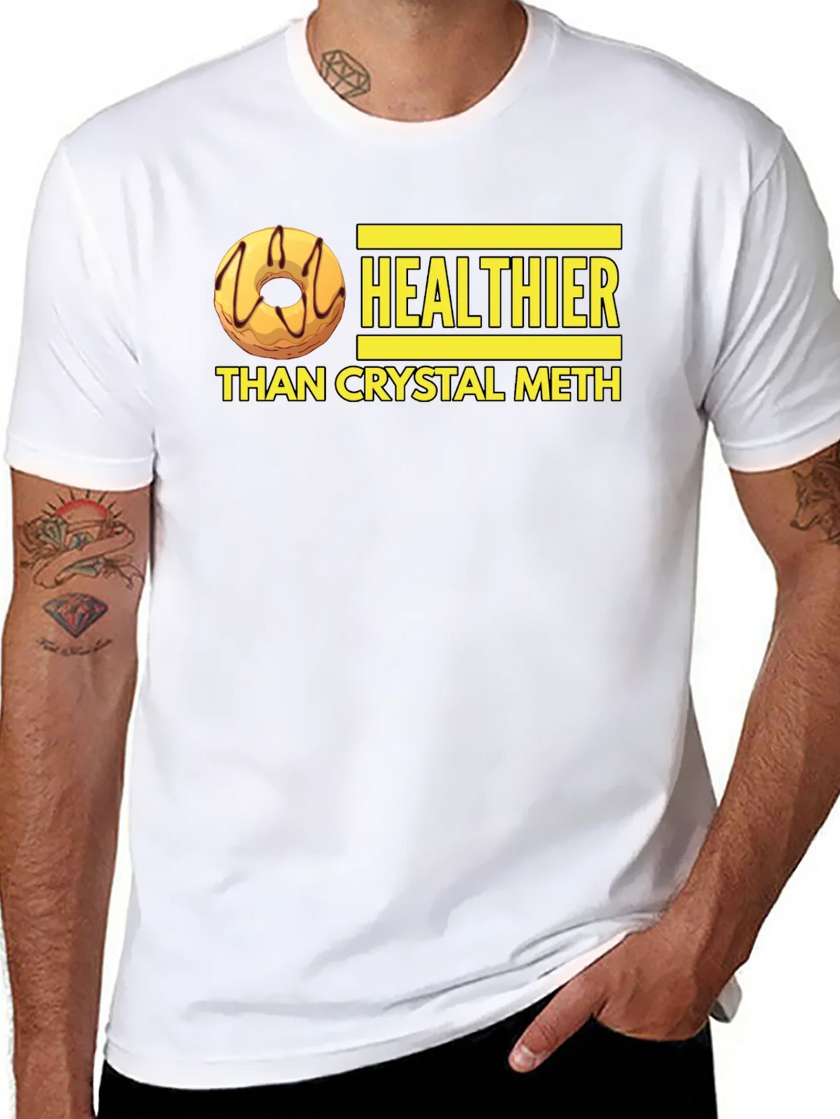 Healthier Than Crystal Meth Funny Donut Graphic T-Shirt product image 7