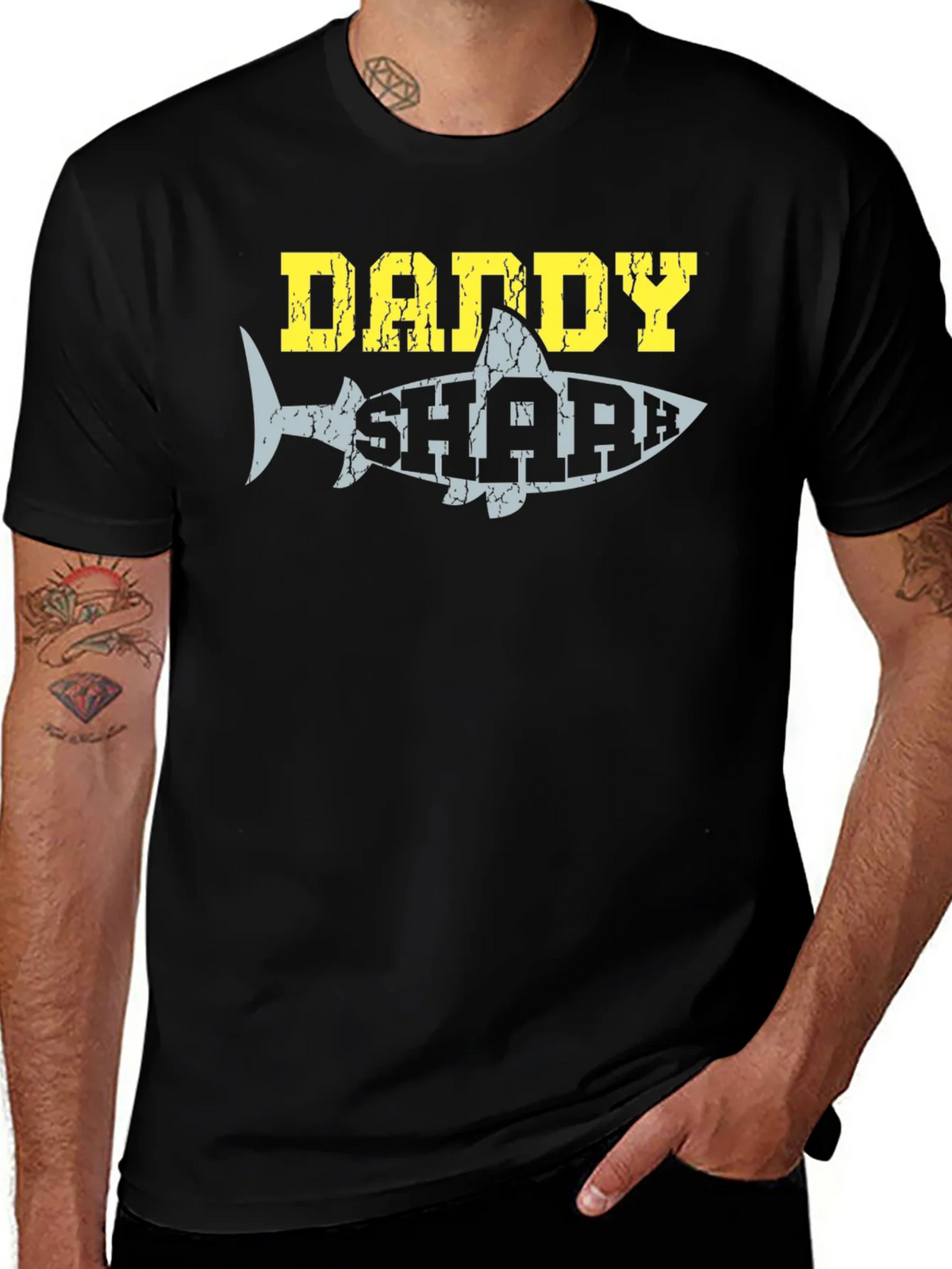 Daddy Shark Graphic Tee - Black Cotton T-Shirt product image 1