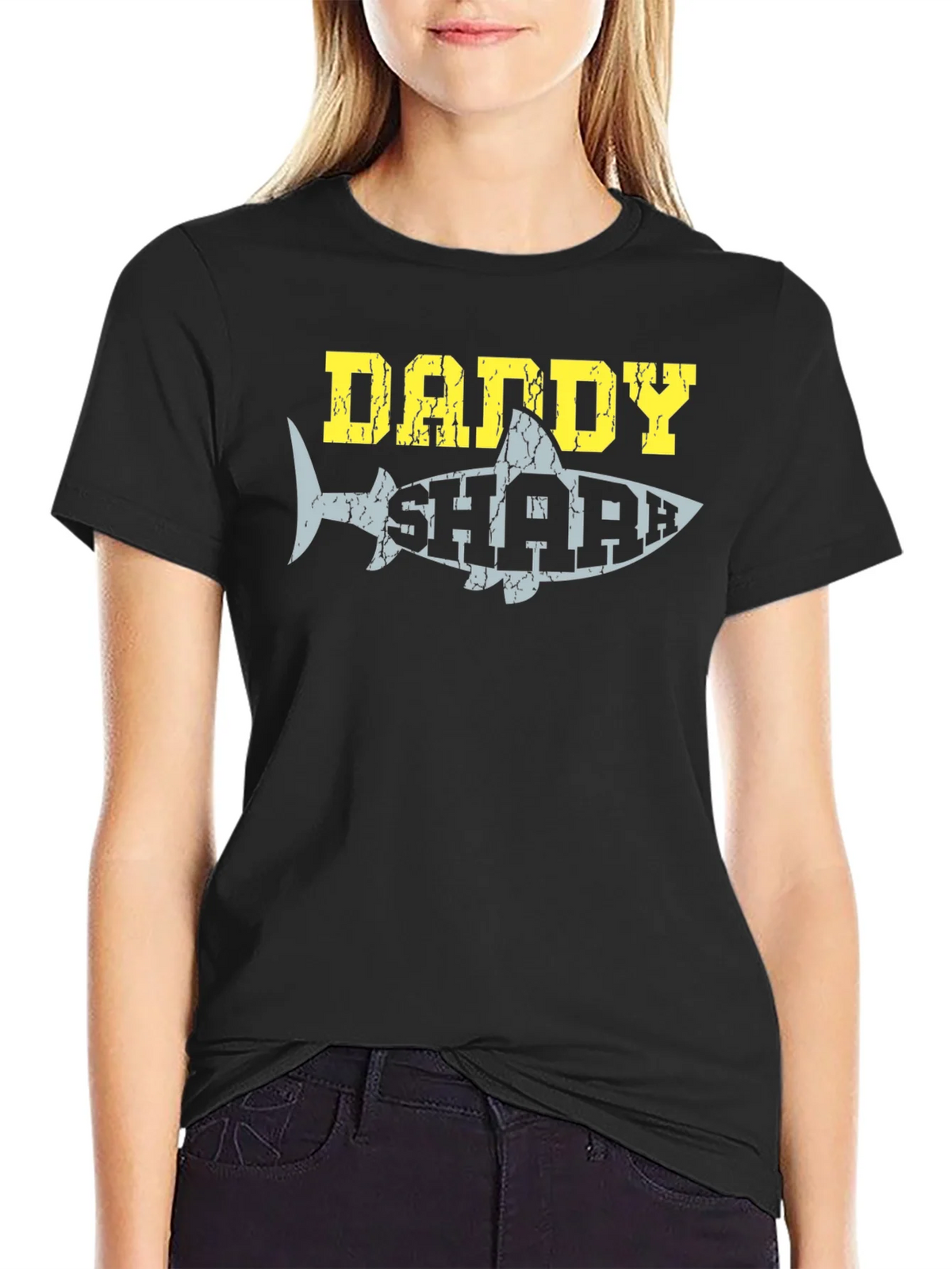Daddy Shark Graphic Tee - Black Cotton T-Shirt product image 2