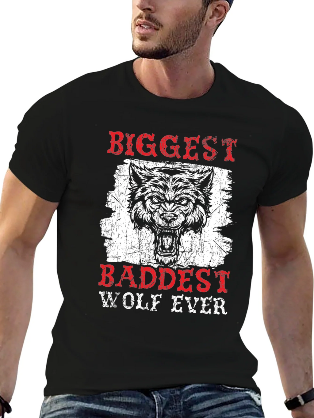 Biggest Baddest Wolf Ever Graphic Tee product image 6