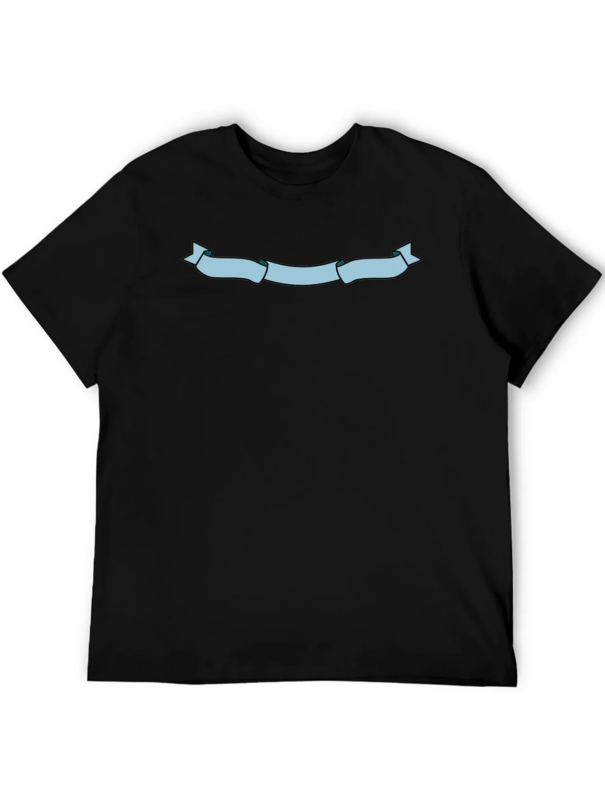 Mens Black T-Shirt with Light Blue Ribbon Graphic product image 5