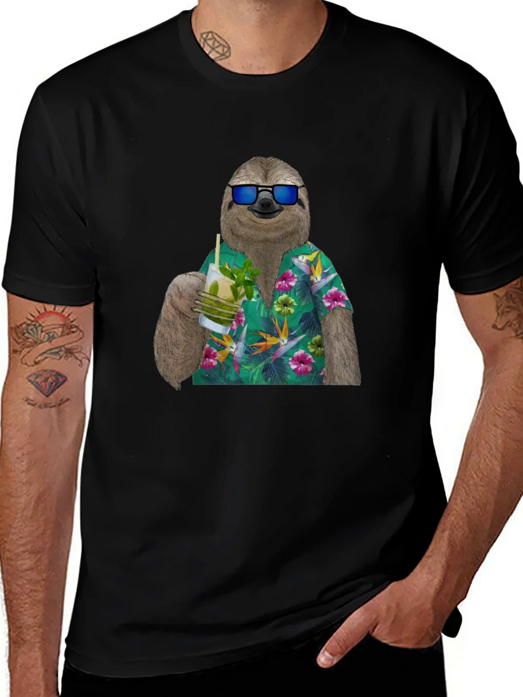 Sloth in Hawaiian Shirt Graphic Tee product image 1