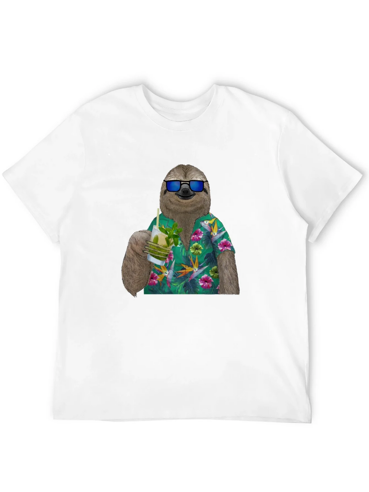 Sloth in Hawaiian Shirt Graphic Tee product image 5