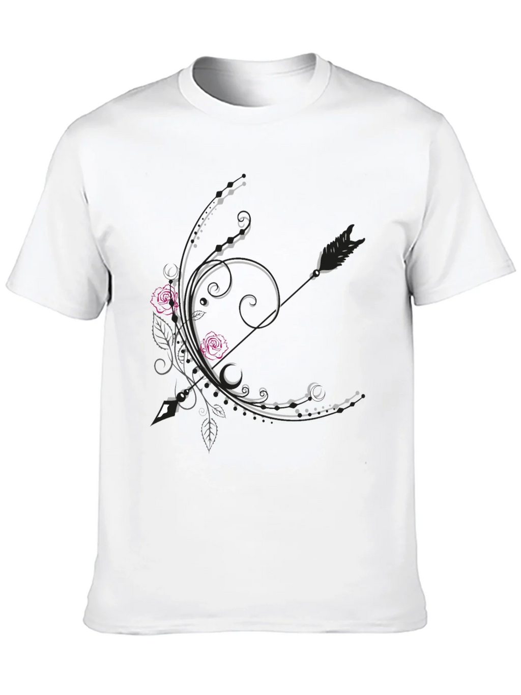 Floral Arrow Graphic Tee - Elegant Black T-Shirt product image 9