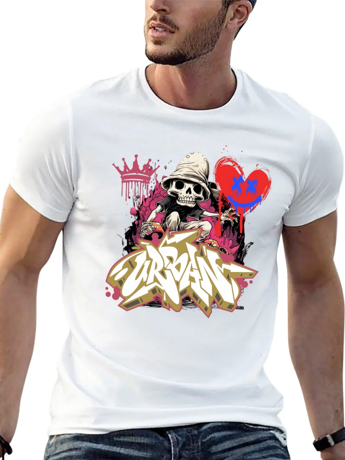 Urban Graffiti Skull Graphic Tee - Edgy Style product image 3